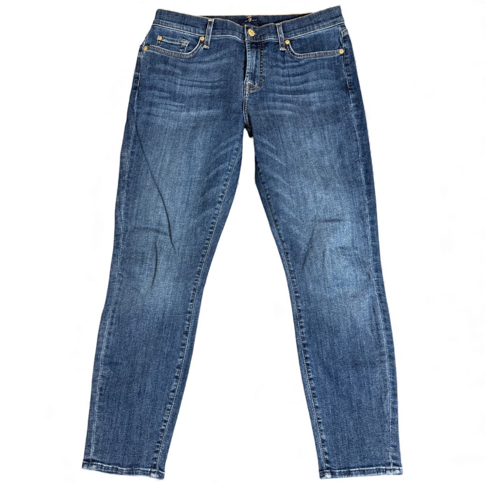 7 For All Mankind Ankle Gwenevere Jeans Womens 32 Blue Denim Tapered Leg Outdoor